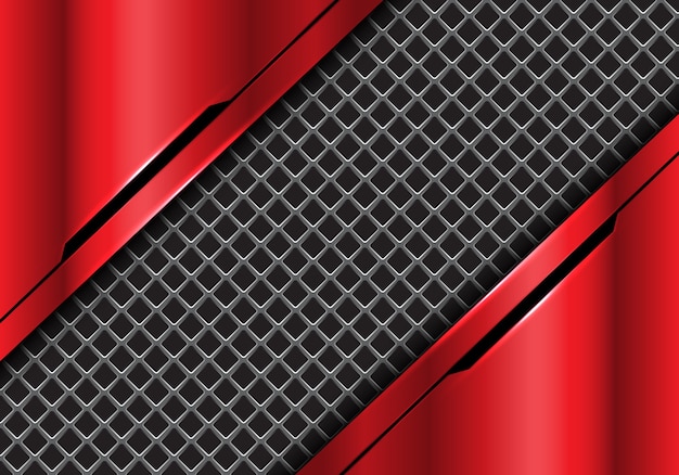 Grey square mesh red futuristic technology background.