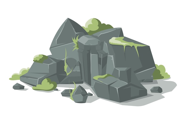 Grey stones and rocks cartoon