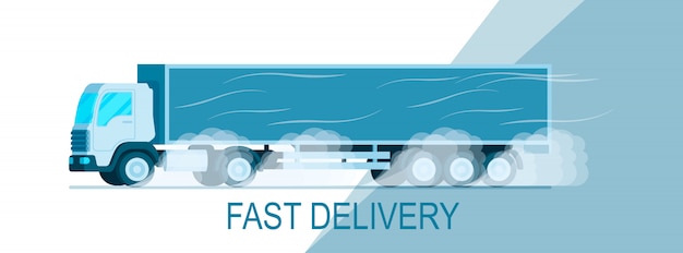 Grey Storage Delivery Truck Moving on Road Banner