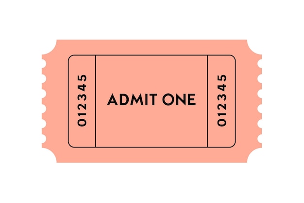 Grey ticket design. Retro ticket for cinema. Vector illustration