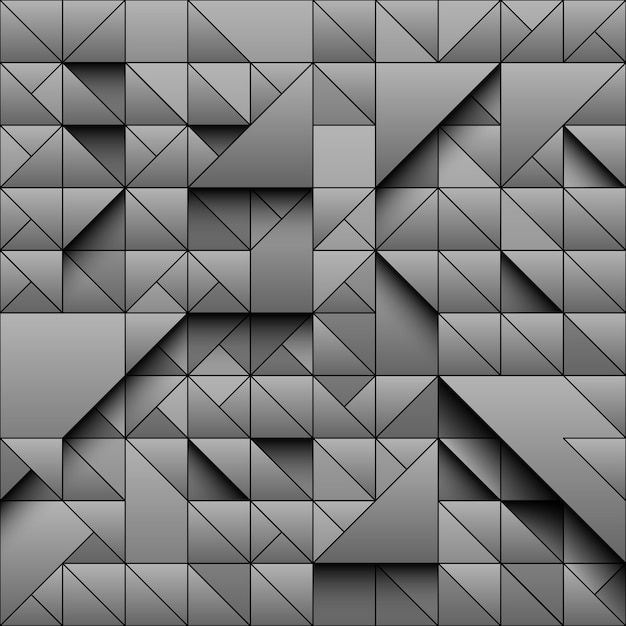 Grey triangle geometric seamless pattern background 3d design with simple print shapes and shadows