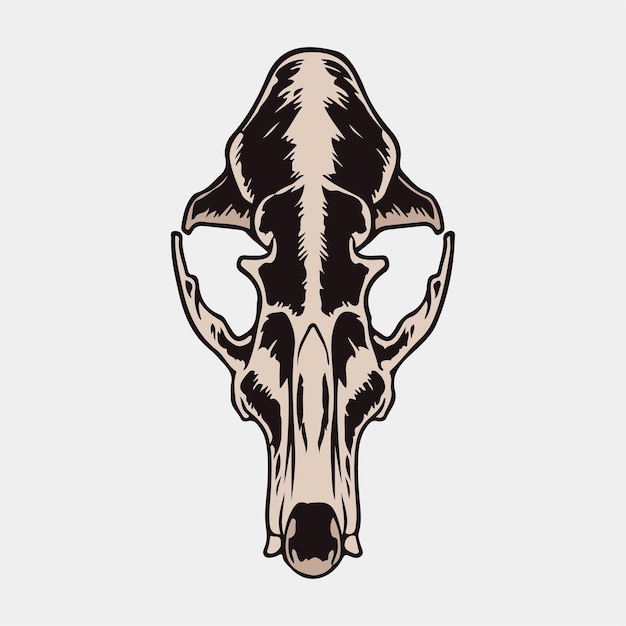 Grey Vintage Skull Desert Animal Illustration