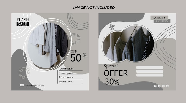 Grey and white abstract creative promotion fashion sale social media post template