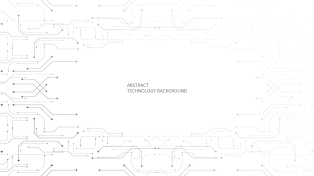 Вектор Серо-белый абстрактный технологический фон, высокотехнологичное цифровое подключение, связь, высокие технологии