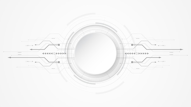 Vector grey white abstract technology background with various technology elements hi-tech communication concept innovation background circle empty space for your text