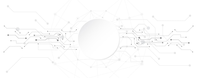 Серо-белый абстрактный фон технологии с различными элементами технологии связи hitech