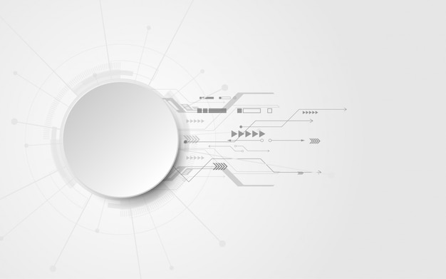 さまざまな技術要素とグレーホワイトの抽象的な技術の背景