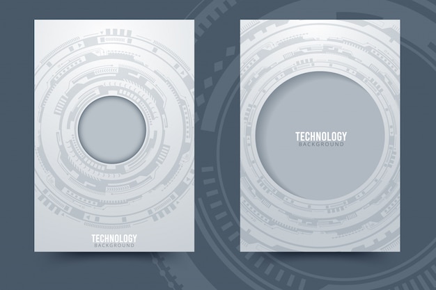 Vector grey white abstract technology background with various technology elements