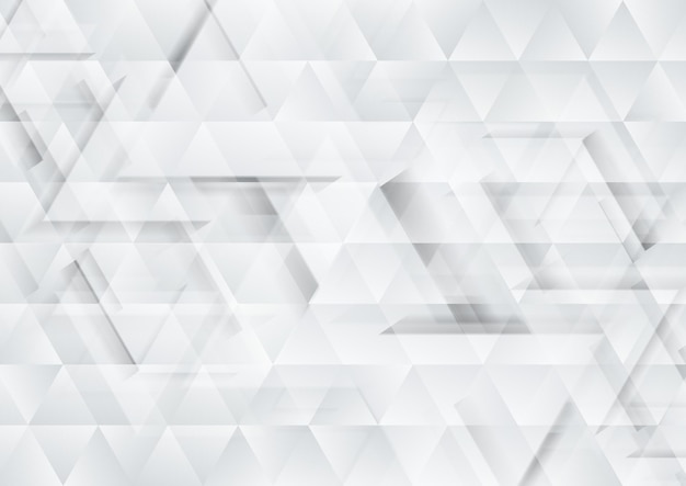 Grey and white tech triangles texture background Vector geometric pattern design