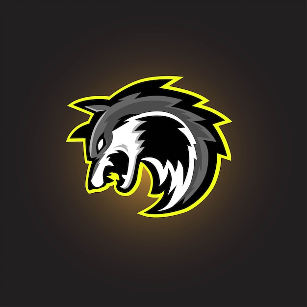 Vector grey wolf esport gaming logo