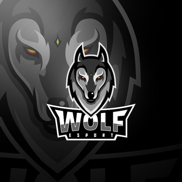 Grey wolf head gaming logo