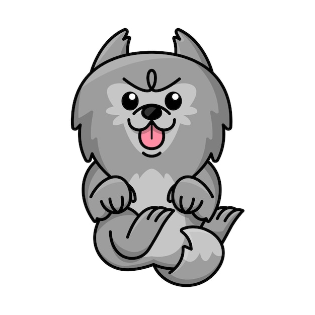 灰色オオカミが横たわっている漫画のイラスト