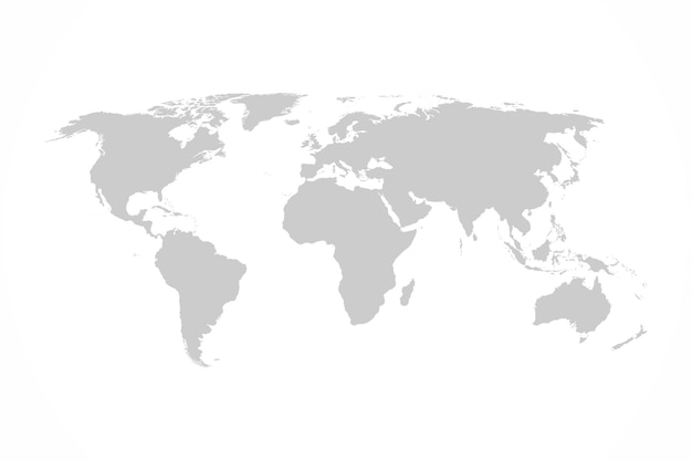 灰色の世界地図ベクトルイラストフラットデザイン