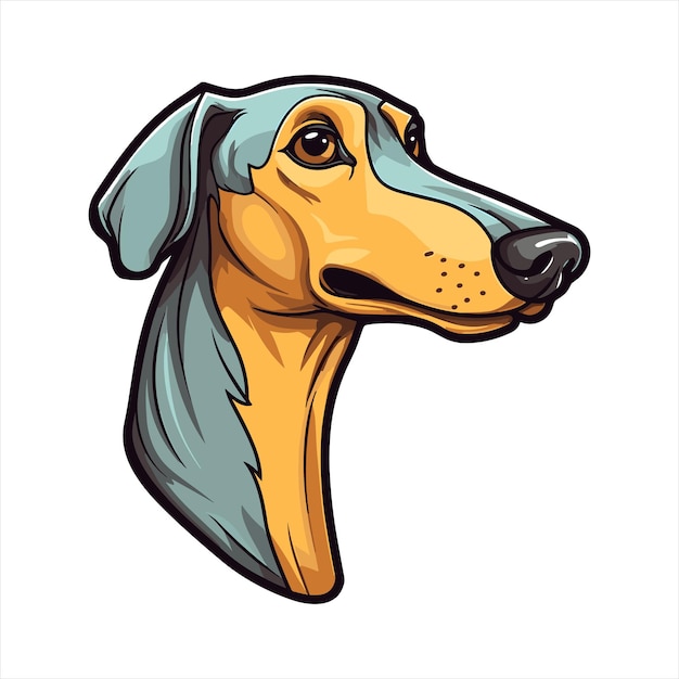 Greyhound Dog Breed Cute Cartoon Kawaii Character Animal Pet Isolated Sticker Illustration