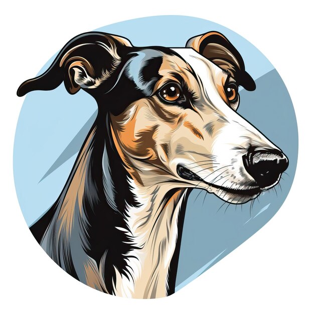 Vettore vettore greyhound piatto acquerello geometrico sfondo bianco isolato
