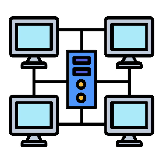 Vector grid computing flat illustration