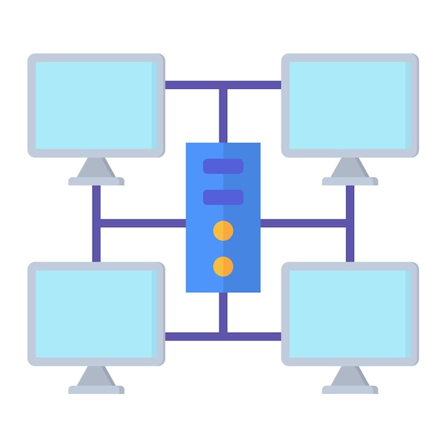 Vector grid computing flat illustration