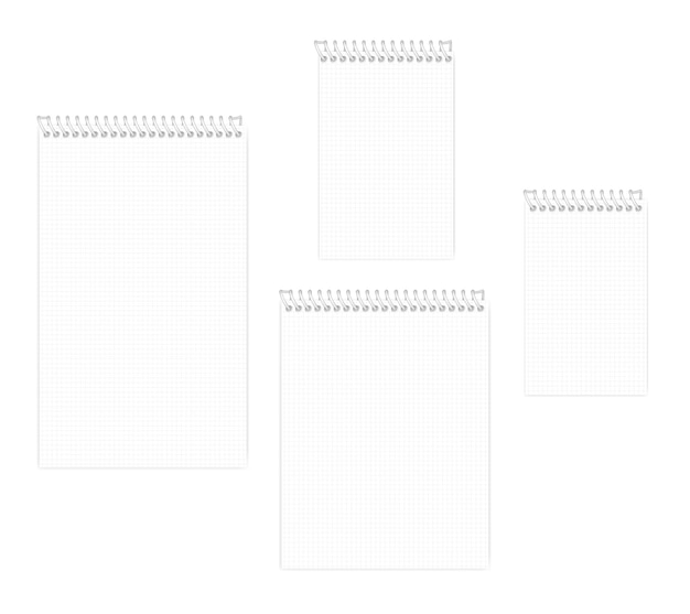 ベクトル グリッドが並ぶワイヤー綴じノート米国用紙フォーマットのセットベクトル モックアップ