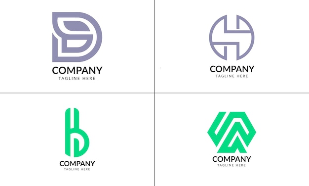 Vector grid logo design with set