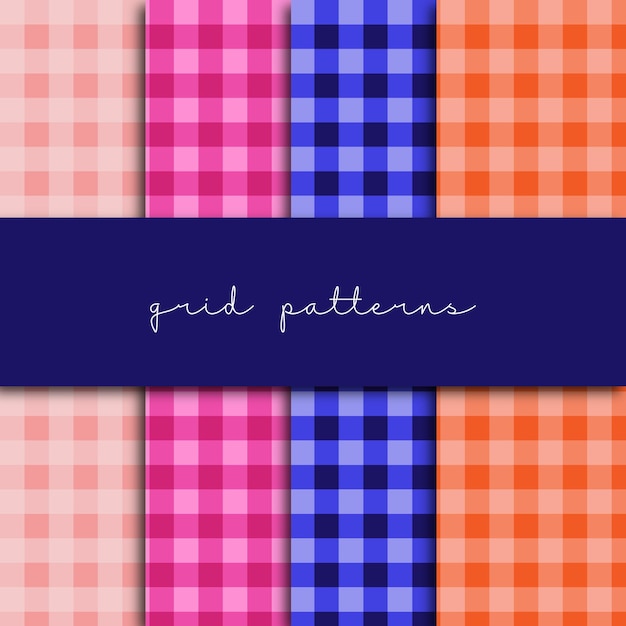 ベクトル ピンクブルーとオレンジ色を使用したグリッドパターン