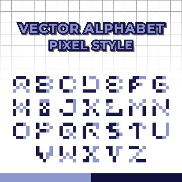 Grid vector alphabet pixel style typeface collection design