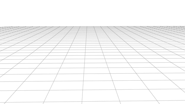 Grid on white background. 3d wireframe landscape. Perspective. Vector illustration.