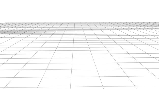 白い背景の上のグリッド。 3 d ワイヤ フレームの風景。視点。ベクトル イラスト。