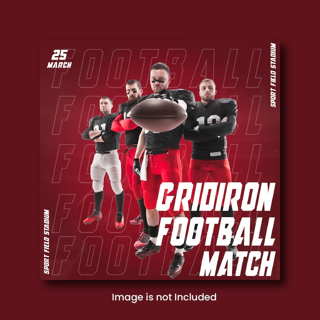 Gridiron Football match social media post of flyer promotiesjabloon