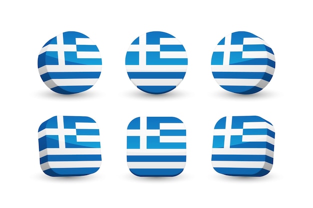 Griekenland vlag 3D-vector illustratie knop vlag van Griekenland geïsoleerd op wit