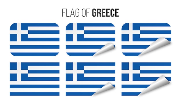 Griekenland vlag etiketten stickers set Vector illustratie 3d vlaggen van Griekenland geïsoleerd op wit