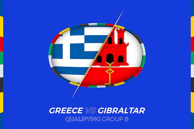Griekenland vs gibraltar icoon voor kwalificatiegroep b voor europees voetbaltoernooi
