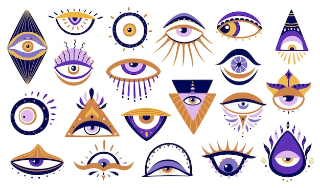 Griekse ogen geïsoleerde vector iconen set talismannen
