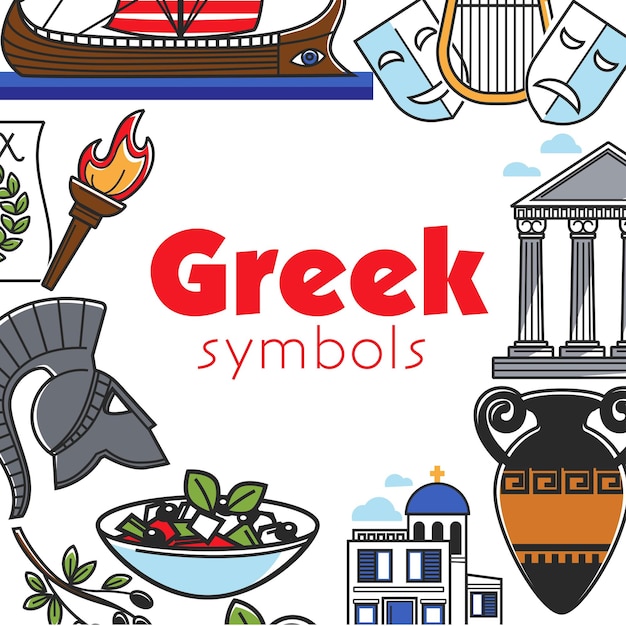 Griekse symbolen frame reizen naar griekenland reizen en toerisme