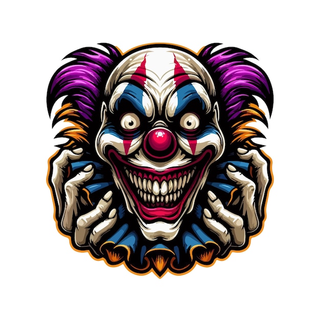 Griezelig clown gezicht mascotte vector op witte achtergrond