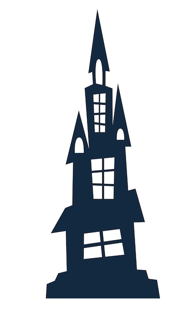 Griezelig gotisch kasteel silhouet vectorillustratie fantasie gebouw sprookje paleis afbeelding