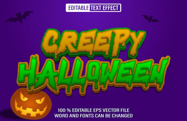 Vector griezelig halloween 3d bewerkbaar teksteffect