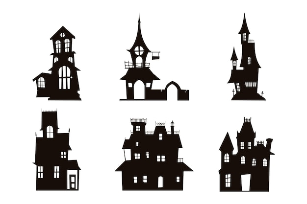 griezelig huis halloween cartoon silhouet