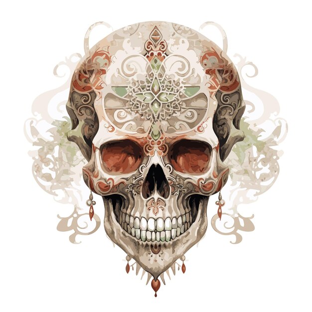 Vector griezelige boho halloween schedel illustratie vector