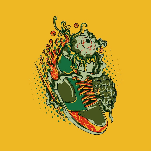 Griezelige sneakers illustratie voor koopwaar of andere