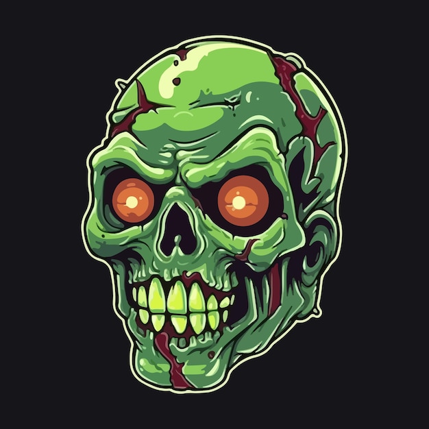 Griezelige zombie hoofd mascotte illustratie