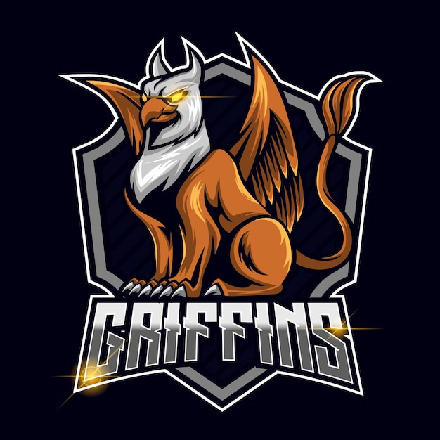 Griffin esport logo modello design illustrazione vettoriale