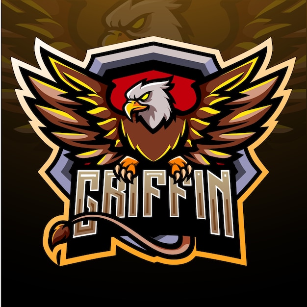 Vector griffin esport mascot logo design