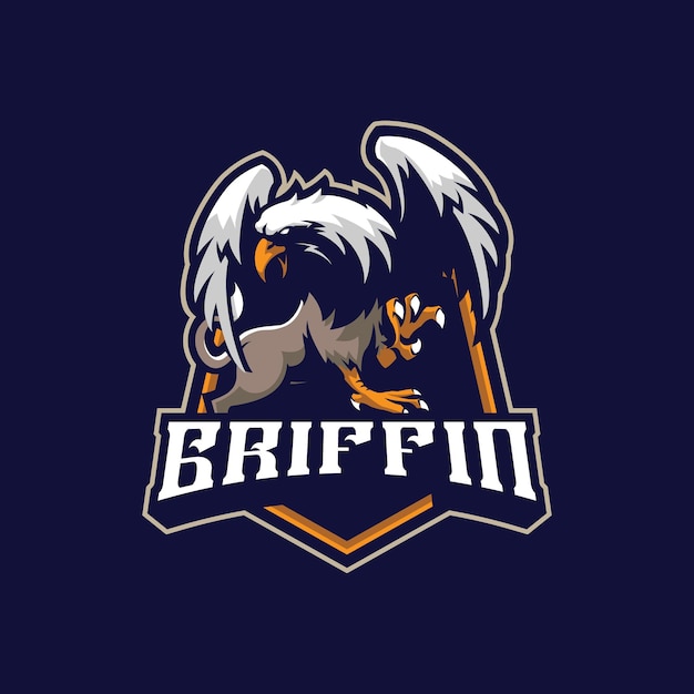 Griffin mascotte logo ontwerp vector met moderne illustratie concept stijl voor badge, embleem en t-shirt afdrukken. boze griffioenillustratie voor sport en esport-team.