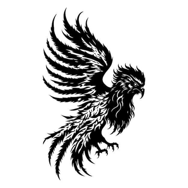 Griffin silhouette black outline vector Eagle black outline on white background