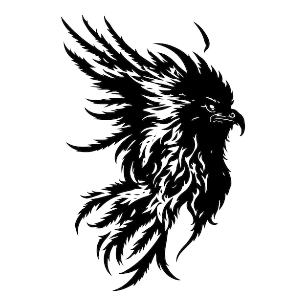 Griffin silhouette black outline vector Eagle black outline on white background