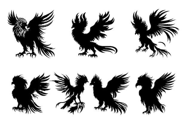 Griffin silhouette black outline vector Eagle black outline on white background