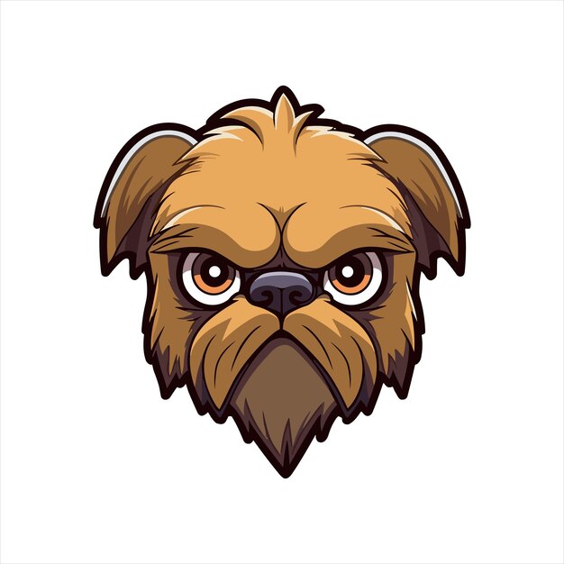 Griffon Bruxellois Dog Breed Cute Cartoon Kawaii Character Animal Pet Isolated Sticker Illustration