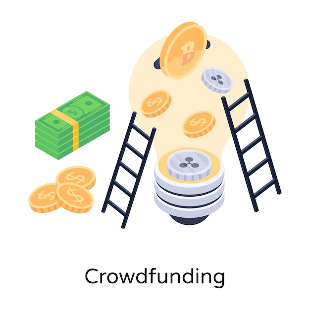 Grijp deze bewerkbare illustratie van crowdfunding