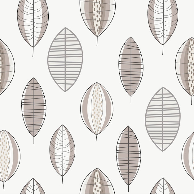 Vector grijs bos bladeren naadloos patroon ontwerp element kan worden gebruikt voor stof behang verpakking vector illustratie natuurlijke achtergrond