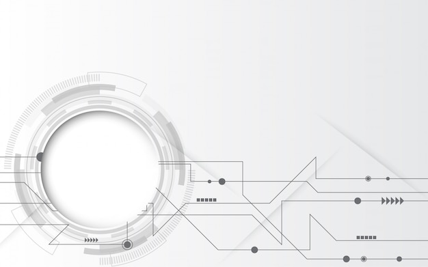 Grijs-wit abstracte technische achtergrond met verschillende technologie-elementen